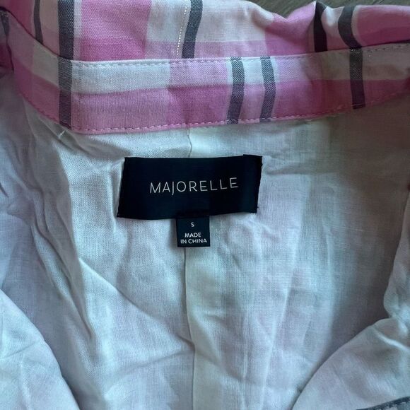 Majorelle Women's Multicolor Plaid Long Sleeves Button Cropped Top Size Small - Picture 2 of 5